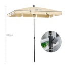 Ombrellone da Giardino Rettangolare e Regolabile 198x130x245 cm In Alluminio Beige 