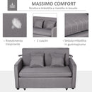 Divano Letto 2 Posti 136x92x84 cm in Lino  Grigio