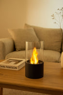 Camino a Bioetanolo da Tavolo Giotto Ø16x27 cm Bruciatore in Acciaio Inox e Lana di Roccia Nero      