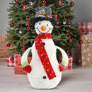 Pupazzo di Neve Decorativo con Luci Led da 65 cm con Sciarpa e Cappello
