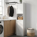 Mobile Bagno Alto 40x30x170 cm con Mobile a Ribalta e Mensole in Pannello Truciolare Bianco      