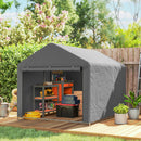Capanno da Giardino 2x2,4 m Impermeabile Porta Avvolgibile e Telaio in Metallo Grigio Chiaro      