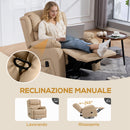 Poltrona Relax Reclinabile 87x97X100 cm con 8 Punti Massaggianti Riscaldanti e Poggiapiedi Beige      