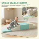 Set di 4 Costruzioni Morbide per Bambini 1-3 Anni 80x80x20 cm in Pelle PU ed EPE Verde Chiaro e Beige      