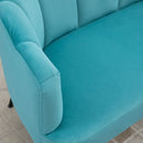 Divano 2 Posti Gambe in Metallo 132x66x80 cm in Tessuto Vellutato Verde