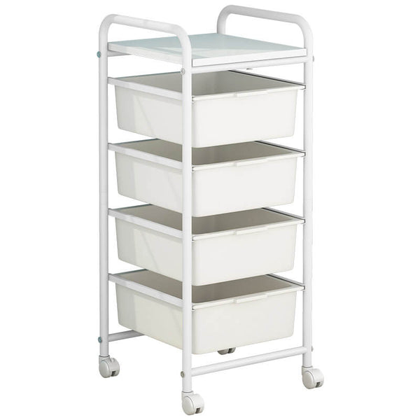 online Desserte de Cuisine 4 Tiroirs 32,5x36,5x73 cm en Plastique Daria Blanc