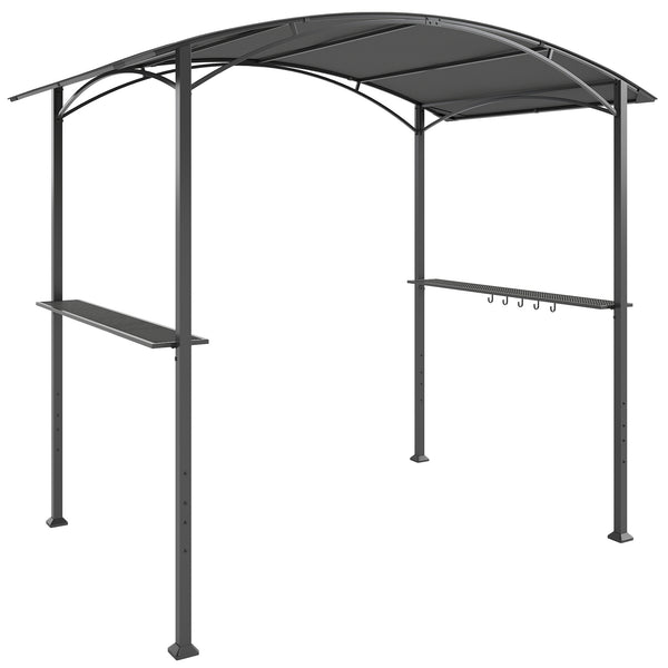 online Gazebo per Barbecue 245x152x218 cm con 2 Mensole Laterali e Ganci in Acciaio e Poliestere Grigio Scuro