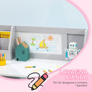 Set Tavolo e Sedie per Bambini 5+ Anni 90x45x 85 cm in Legno Bianco e Grigio      