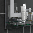 Specchio Bagno a Parete Cornice Luce LED a 3 Colori Mensola in Vetro 50x12x70 cm 