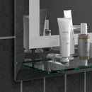 Specchio Bagno a Parete Cornice Luce LED a 3 Colori Mensola in Vetro 50x12x70 cm 
