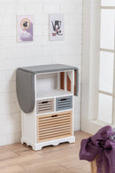 Mobile Asse da Stiro in Legno con 3 Cassetti Colorati 130x34x85 cm Victor Bianco