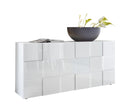 Madia Moderna 3 Ante Design a Scacchi Modello Dama 181x42x84 cm Bianco Lucido