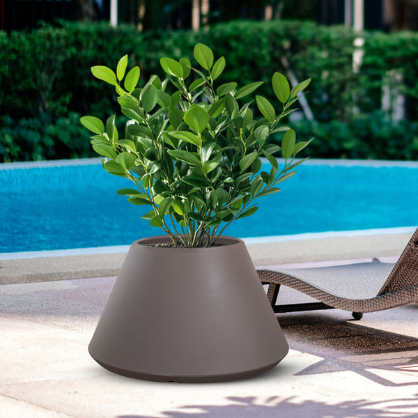 acquista Vaso da Esterno Interno Design Conico Ø60x35 cm Stromboli in Resina Tortora