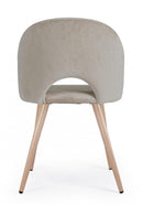 Set 4 Sedie 53x60x82 cm in Poliestere Effetto Velluto Tortora