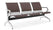 Banc de bureau pour salle d'attente 3 places avec coussin en acier et simili cuir argenté/marron foncé