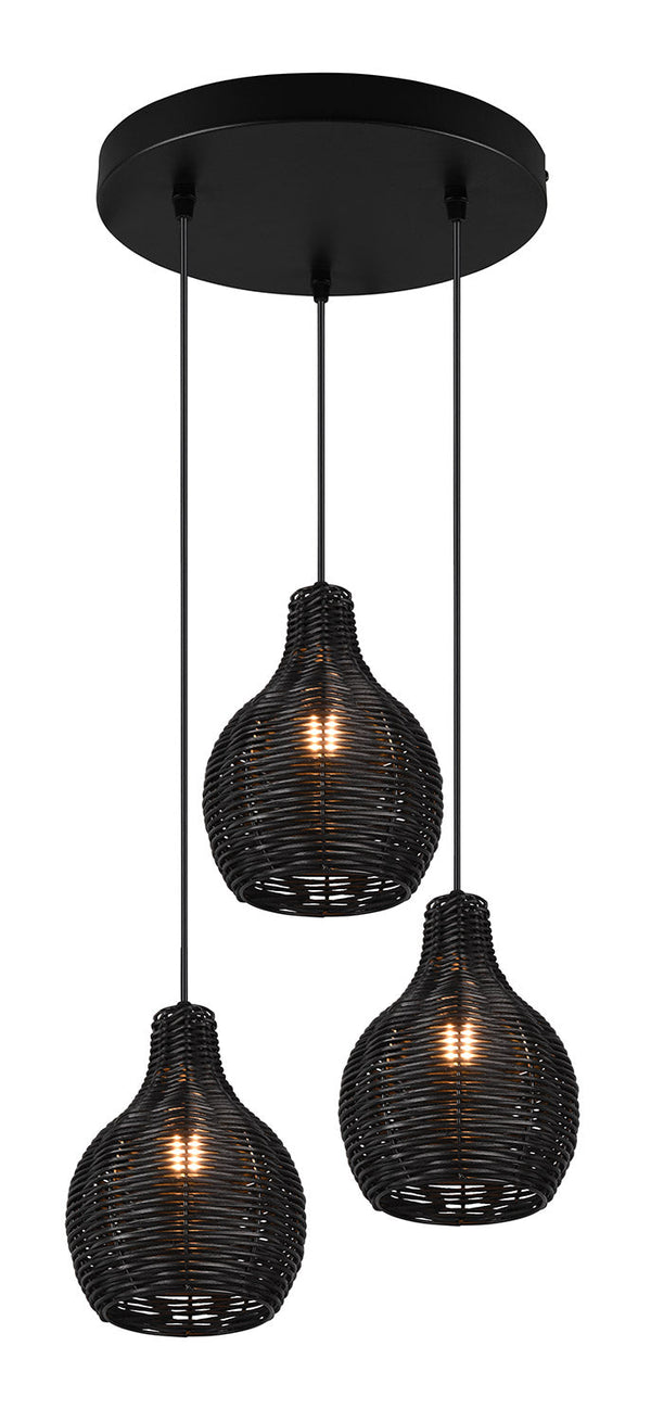 sconto Lampada a Sospensione da Interno Attacco E14 in Tessuto Nero