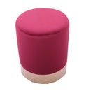 Pouf Ø33x39 cm con placca dorata e velluto amaranto