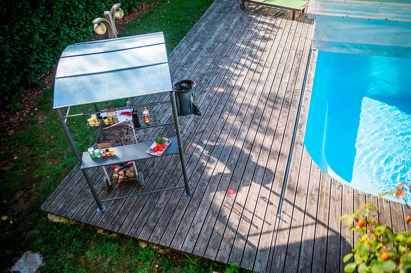 Tettoia per Barbecue 250x135x224 cm in Acciaio con Accessori 