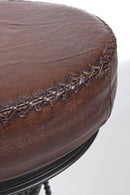 Sgabello da Bar H80 cm in Acciaio Seduta in Vera Pelle Cycle Nero