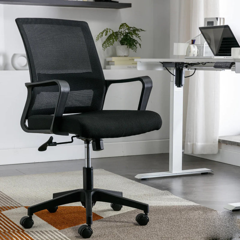 Sedia Operativa da Ufficio 45x51x94/100h cm Ergonomica con Supporto Lombare Nera