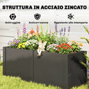 Letto Rialzato Per Orto 150x53x55 cm a Fondo Aperto con Divisore e Angoli Rinforzati in Acciaio Nero      