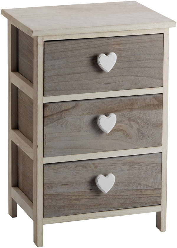 acquista Commode 3 Tiroirs 40x29x58 cm en Bois avec Coeur Gris