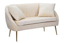 Divano Venice Crema 136x66x78 cm in Legno Spugna e Poliestere e Metallo Oro