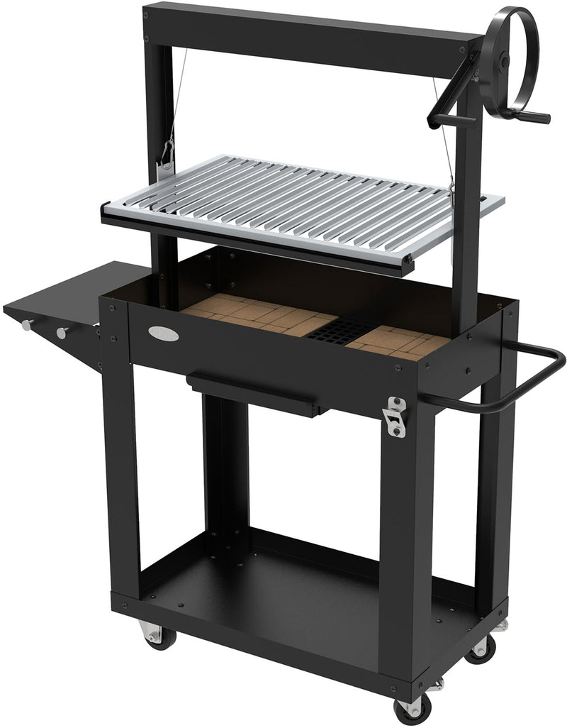 Barbecue a Legna e Carbone 80x46,5x21 cm BBQ Argentino in Acciaio Santa Maria Nero