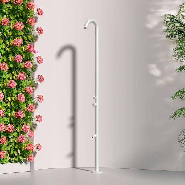 Doccia da Giardino in Acciaio Inox con Soffione Stretto e Lavapiedi Sined Quartu Bianco prezzo