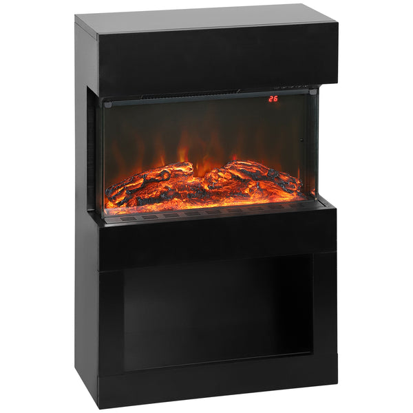 online Camino Elettrico da Pavimento con Effetto Fiamma 3D Colorata 1000W/2000W con Temperatura Regolabile e Telecomando Nero