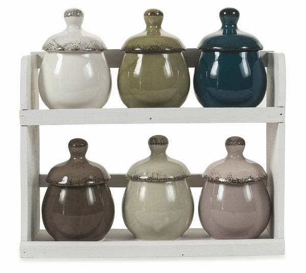 online Ensemble de 6 pots en dolomite avec support en bois VdE Tivoli 1996 Baita