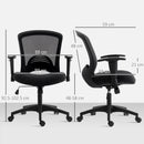 Sedia da Ufficio Traspirante e Reclinabile 65x59x92,5-102,5 cm in Tessuto a Rete Nero   