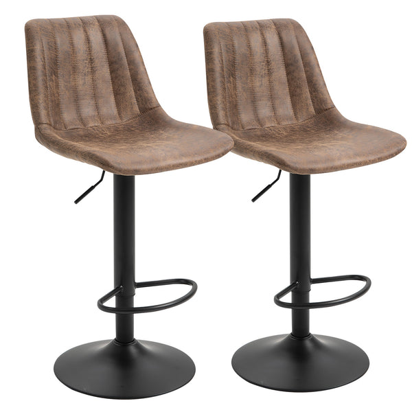 acquista Lot de 2 Tabourets Rembourrés 43x46,5x91-10 cm en Simili Cuir Marron