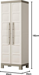 Armadio Portascope da Esterno 4 Ripiani 65x45x182H cm in Plastica Keter Excellence Beige/Tortora