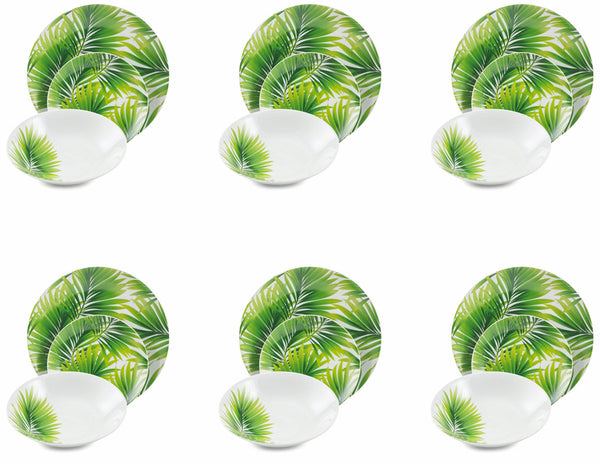 Service de table en porcelaine Soriani 18 pièces Feuilles vertes sconto