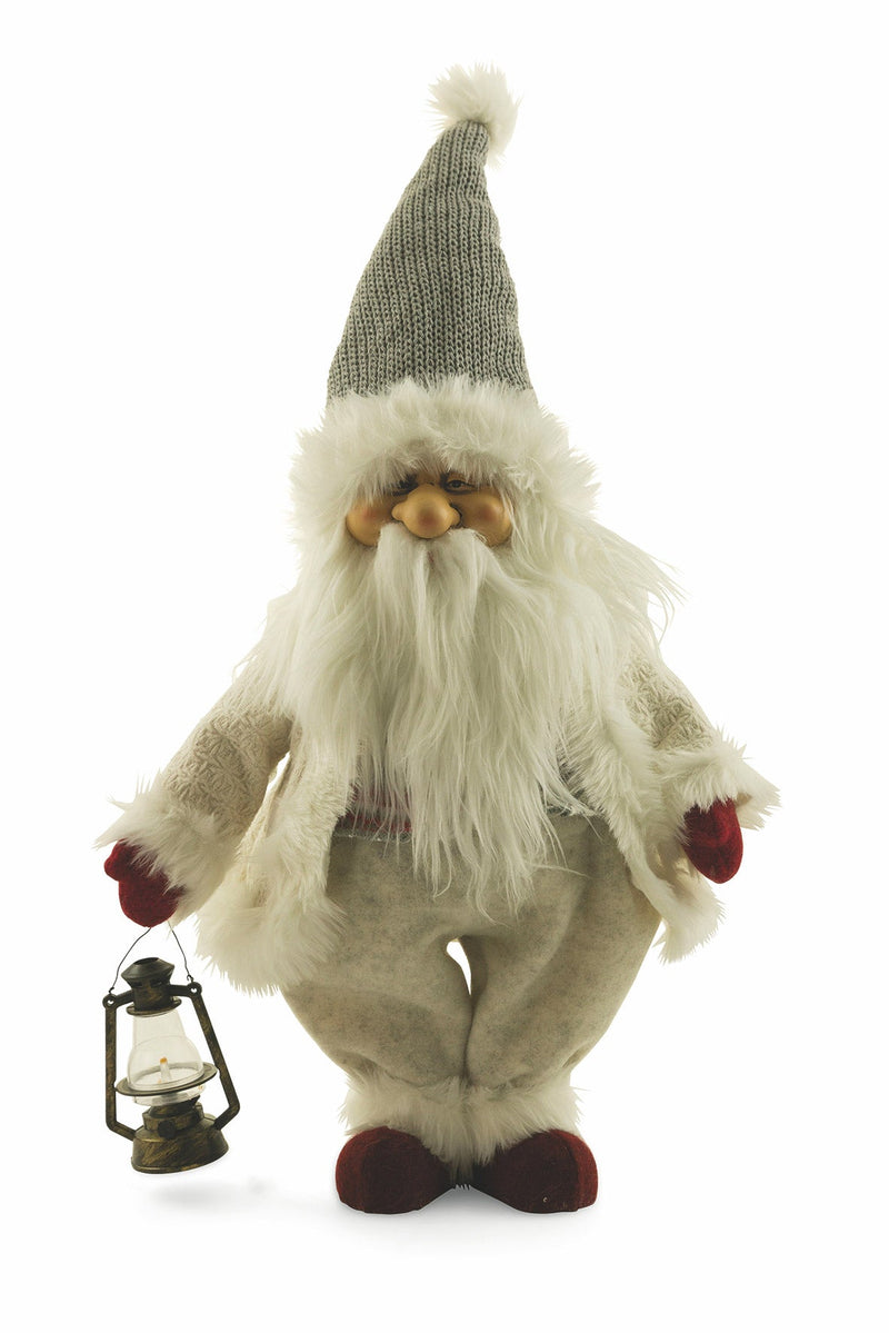 Pupazzo Babbo Natale in Tessuto Abito Bianco H78 cm Soriani