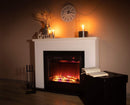 Camino Elettrico da Pavimento 85,5x115x27 cm Effetto Fiamma 1500W Brooklyn & Lorance Bianco/nero