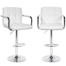 Set Sgabelli Cucina Seduta Pelle Imbottita Sgabello con Braccioli Casa Bar Bianco