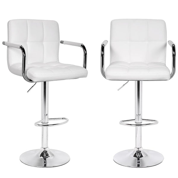 sconto Set Sgabelli Cucina Seduta Pelle Imbottita Sgabello con Braccioli Casa Bar Bianco