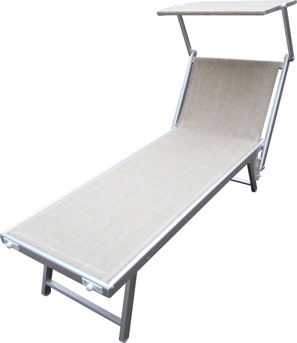 Lettino Prendisole da Giardino 186x60x38 cm in Alluminio e Textilene Sabbia online