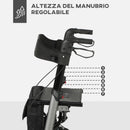 Deambulatore per Anziani e Disabili ad Altezza Regolabile 67x65x79.5-94 cm Pieghevole in Allumino Nero e Argento   