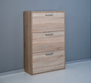 Scarpiera Salvaspazio 3 Ante Doppia Profondità 18 Paia 65x25x99,6 cm in Truciolare Nobilitato Rovere Sonoma