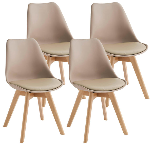 Tommy Tortora Lot de 4 Chaises 52x48,5x82 cm en Simili Cuir et Bois de Hêtre sconto