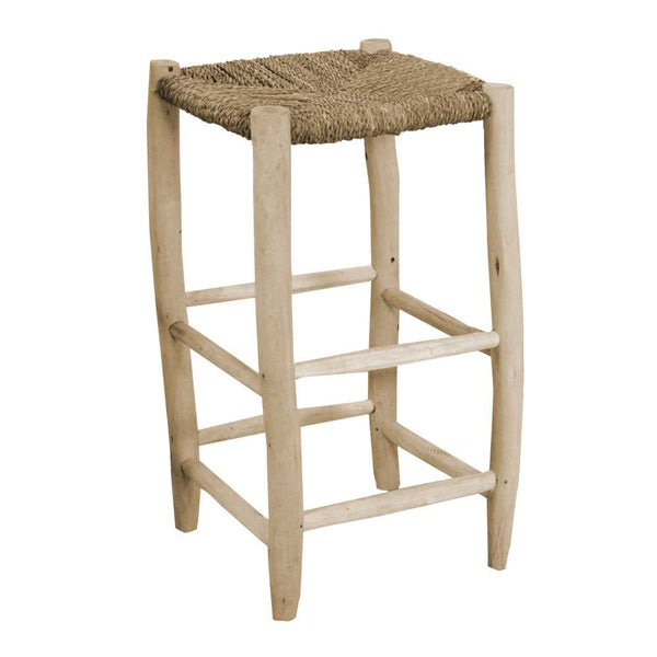 acquista Sgabello Bar 35x35xh65 cm in Legno con Seduta Impagliata Naturale