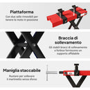 Cavalletto Alzamoto a Forbice Capacità 500kg Dimensioni Compatte con Altezza Regolabile in Acciaio Rosso   