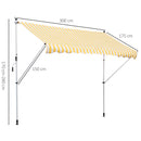 Tenda da Sole a Muro con Pali di Supporto 3x1.5m Bianco e Giallo 