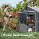 Tenda Garage 162x221,5x163 cm con Copertura Rinforzata Impermeabile e Ingresso Zip in Acciaio Zincato Grigio      