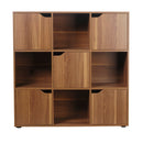 Libreria Mobiletto 9 Scomparti 5 Ante 88.8x29x90.5 cm in Legno MDF Effetto Naturale