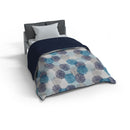 Trapunta Invernale Stampata in Microfibra 300gr Doubleface Soffioni Blu