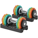 Set Manubri Pesi Regolabili e Antiscivolo 2-10 kg con Base 29,5x13,6x13,6 cm in Acciaio Multicolore      